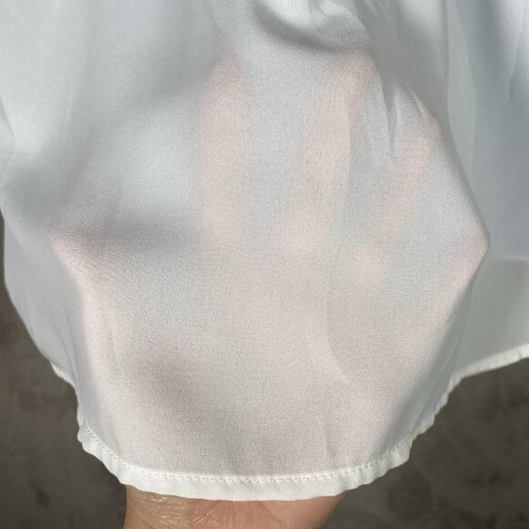 Vintage Style Blouse M Tie Neck Peter Pan Collar Preppy French Girl Coquette - Picture 8 of 13